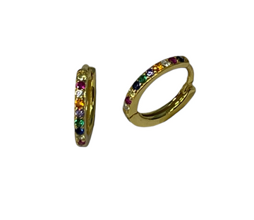 .925 Rainbow Huggie EarringsS-FF-HGC1056GP